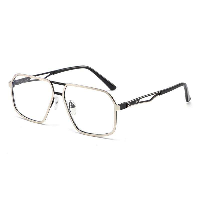 

Fashion Unisex Square Retro Double-beam Glasses Frame Anti-blue Light Glasses For Men Myopia Glasses Frame 6001 серебряный