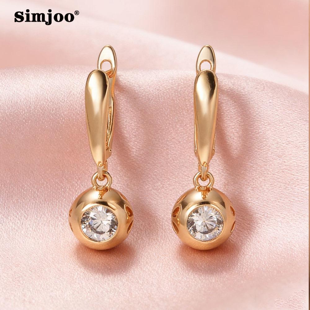 SIMJOO Rose Gold Color Fashionable Geometric Shape Noble Women's Stone Earrings Pendants
