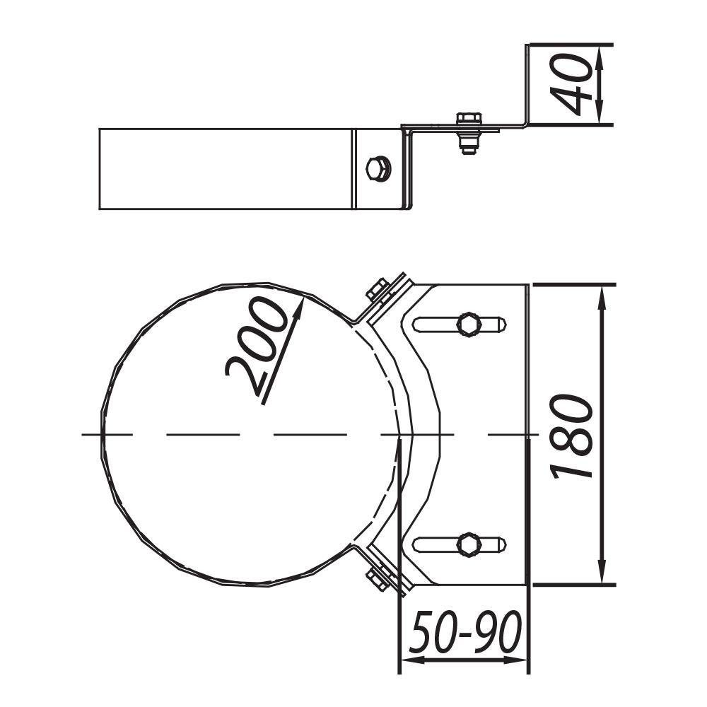 ADAM GAS Wall Bracket Fi 130-200, Adjustment 50-90mm