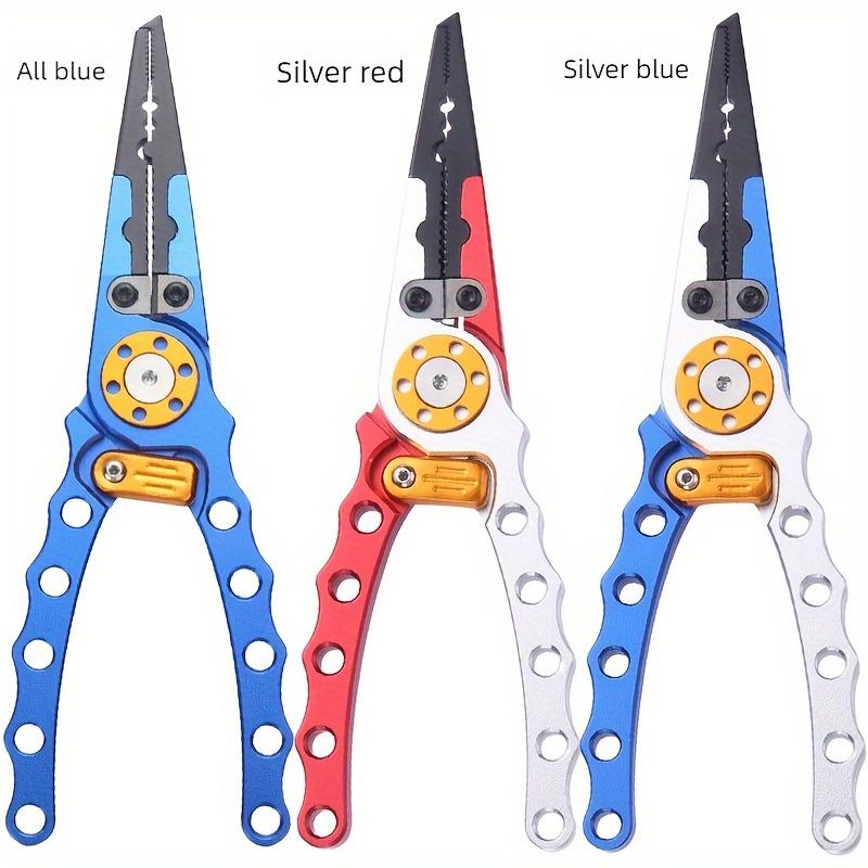 1 pz Mini Pinze da Pesca in Alluminio con Meccanismo di Blocco , Strumento Portatile Multifunzionale Adatto per Esche, Filo e Ami