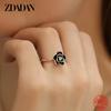 Anello Charm Fiore Rosa Nero Zircone in Argento Sterling 925 per Donna Moda Festa Gioielli Regalo Vendita all'Ingrosso