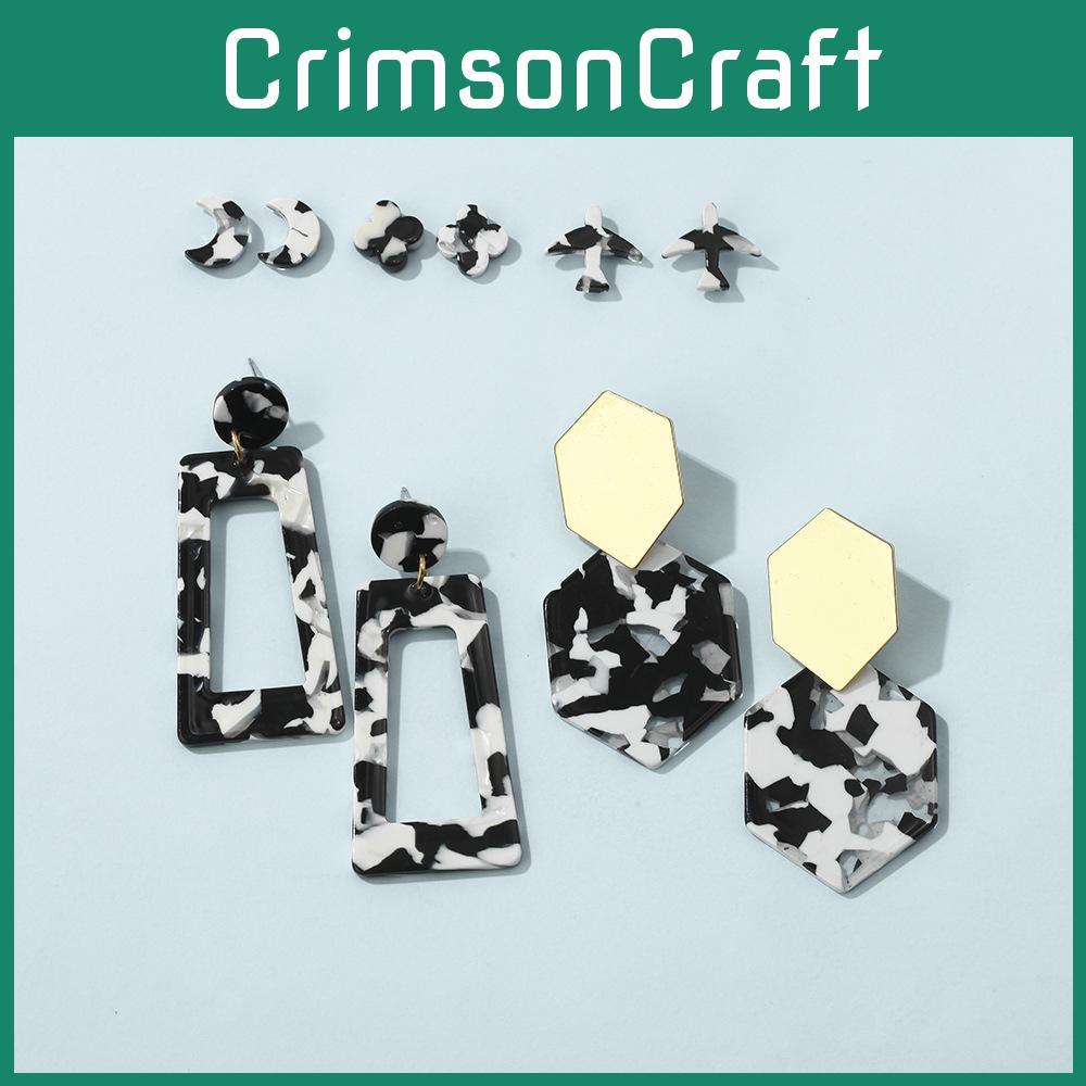 Leopard Print Versatile Earrings Modern Star Shape Acrylic Studs For Occasions All