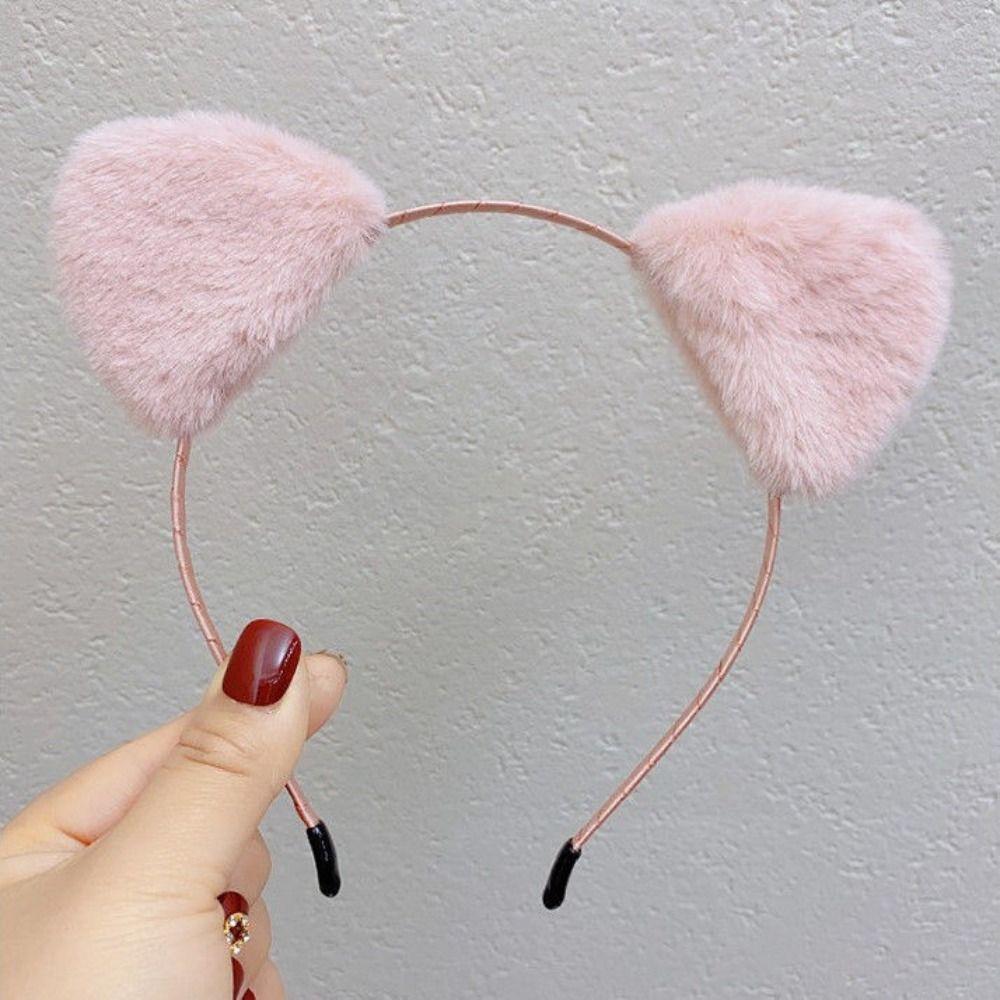 Women Hair Hoop Plush Hair Band Thin Cat Ears Headband Sweet   Student