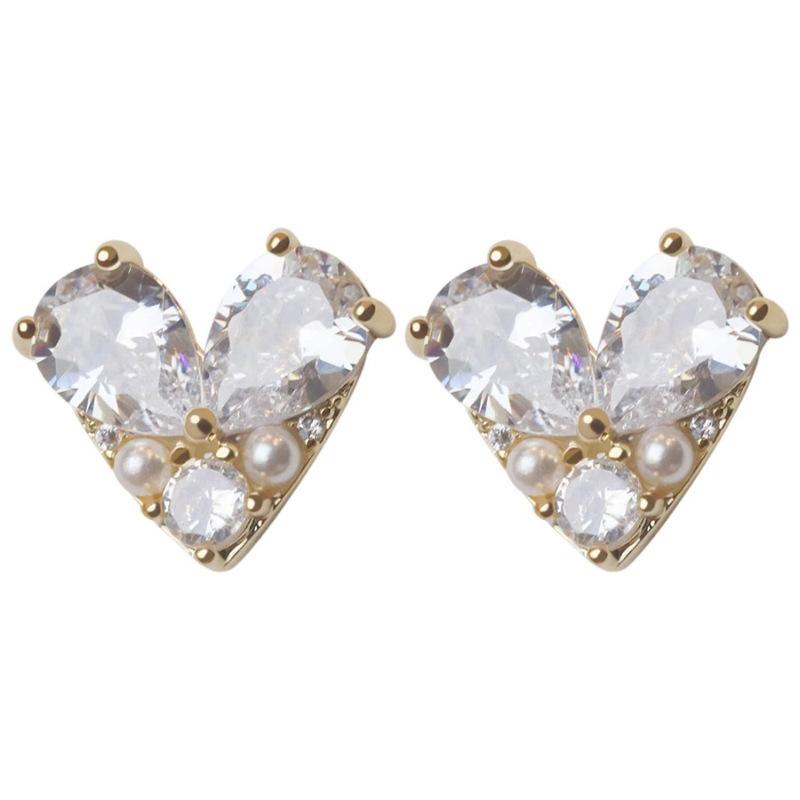 Heart-shaped Compact Pearl Earrings Simple Design Women's Senior Temperament Birthday Party Gift Fashion Ear Jewelry