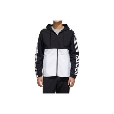 Drawstring Hooded Sports Jacket Men Outerwear Black White FL8627