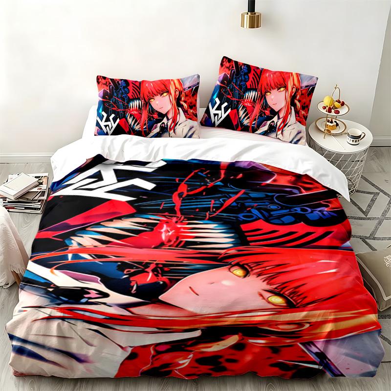 Chainsaw Man 3pc Set Perfect for Bedroom Use Comfortable Bedding Set Includes a Duvet Cover and Two Pillowcases Ideal Birthday or Christmas Gift