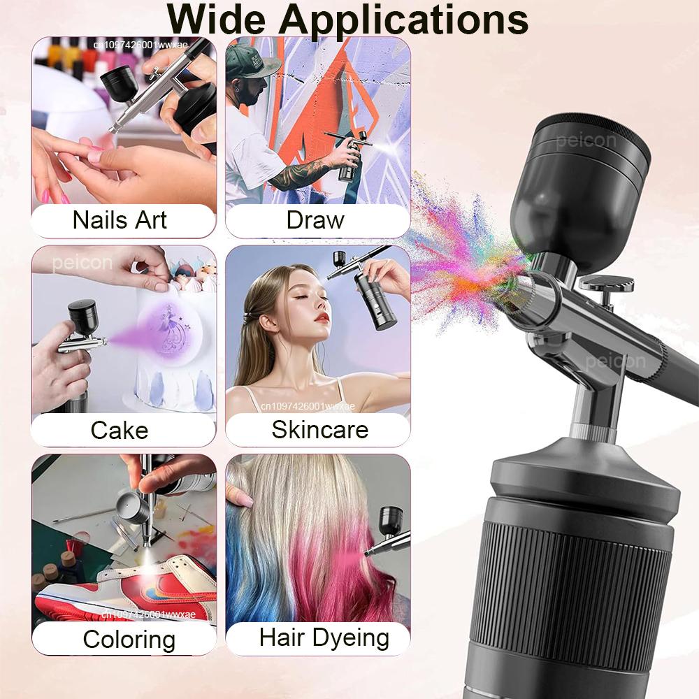 Airbrush with Compressor Airbrush Paint Mini Spray Gun for Painting Modeling Craft Portable Wireless Airbrush Painting Spray Gun