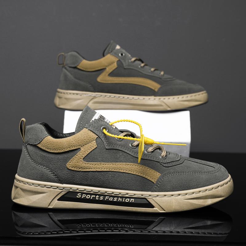 

Мода 2025 Новая мужская повседневная спортивная обувь - Ретро дизайн из замши и парусины, Модная низкая повседневная обувь, Обувь для ходьбы на открытом воздухе, распродажа 39 серый
