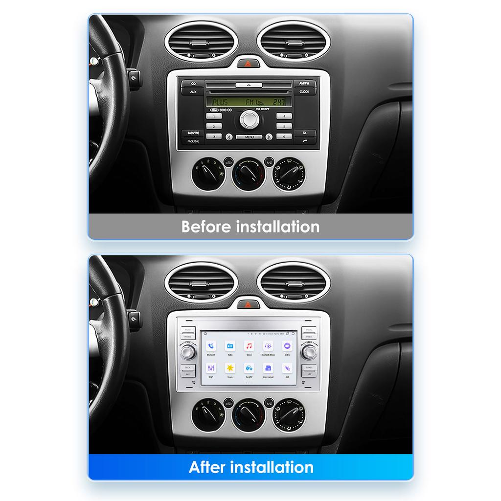 Hizpo Intelligens 2Din 7 hüvelykes Android Auto Autórádió Ford Focus 2 Mondeo S/C Max Kuga Fiesta Fusion GPS Navigáció RDS FM DSP UI7862 CarPlay
