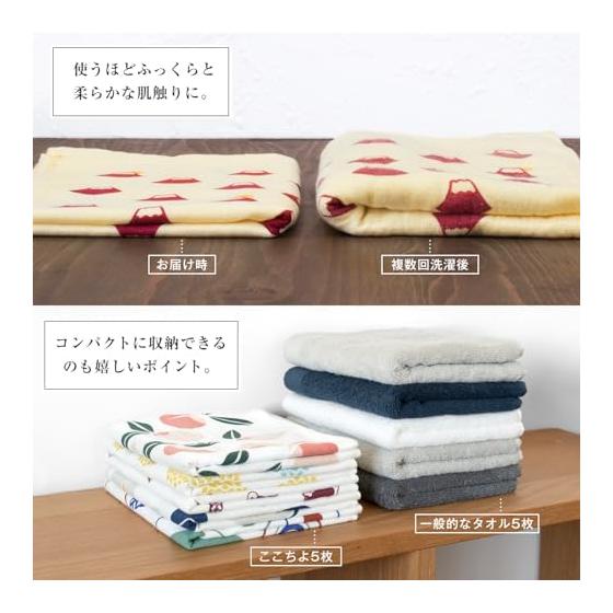 Bloom Gauze Towel Face Towel Set of 6 - Kokochiyo, Senshu Towel, Kitchen Towel, Thin, Quick Dry, Lightweight, Made In Japan, Assorted Designs