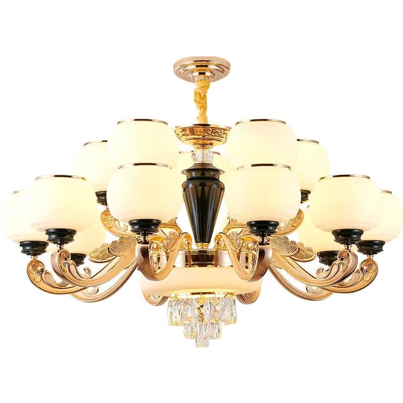 Lampă rezistentă la praf în stil european Lampă de cristal pentru cameră de zi, simplă și atmosferică, pentru casă, clădire duplex, candelabru pentru restaurant