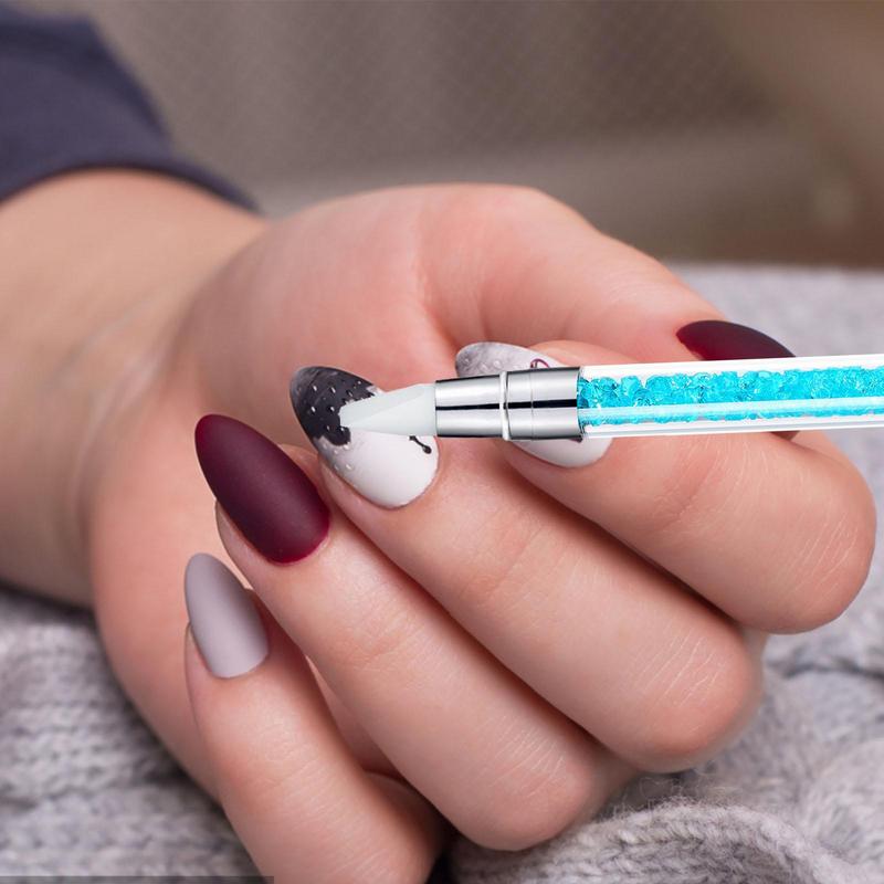 Doubl Ended Silicone Sculpture Pen Sculpture Dotting Pen Silicone Nails Art Brush Manicure Carving Pen DIY Manicure Tools