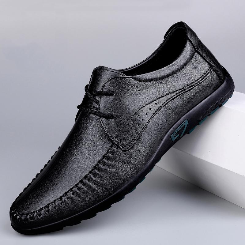Fashion Genuine Leather Mens Oxford Shoes Casual Shoes Cowhide Business Footwear Soft Comfortable Male Walking Shoes Breathable Sneakers