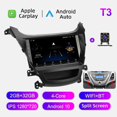 Radio samochodowe Android Auto Carplay dla Hyundai Elantra MD 2014-2015 Odtwarzacz multimedialny Jednostka główna Stereo Nawigacja GPS BT WIFI 2+32 GB