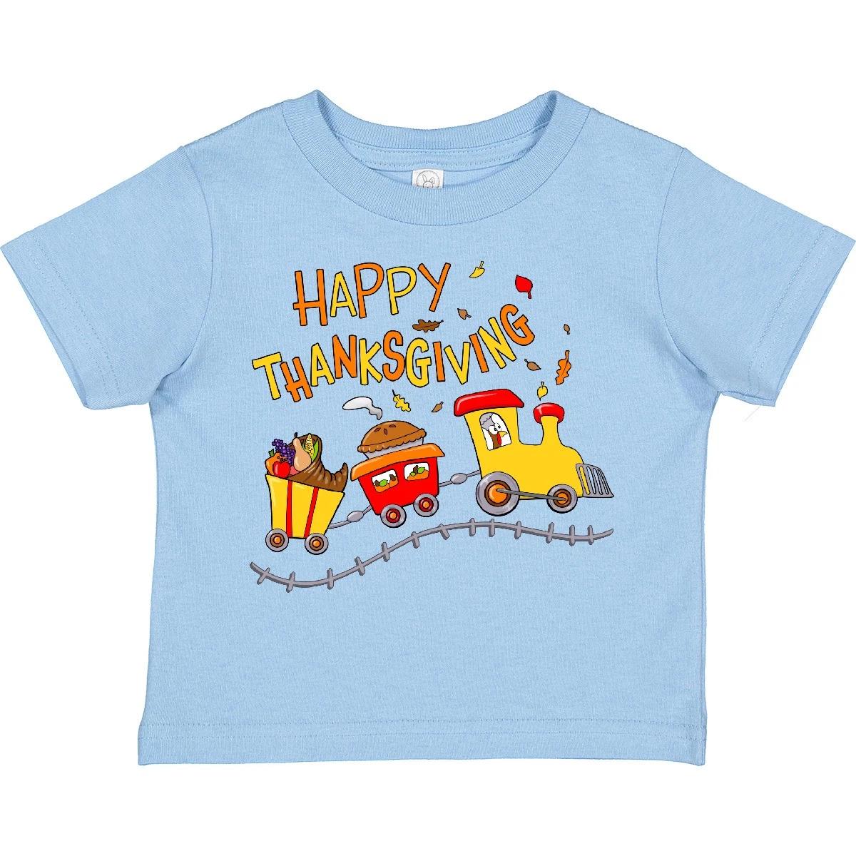 Inktastic Happy Thanksgiving Turkey Train With Food Toddler T-Shirt Dinner Track 110