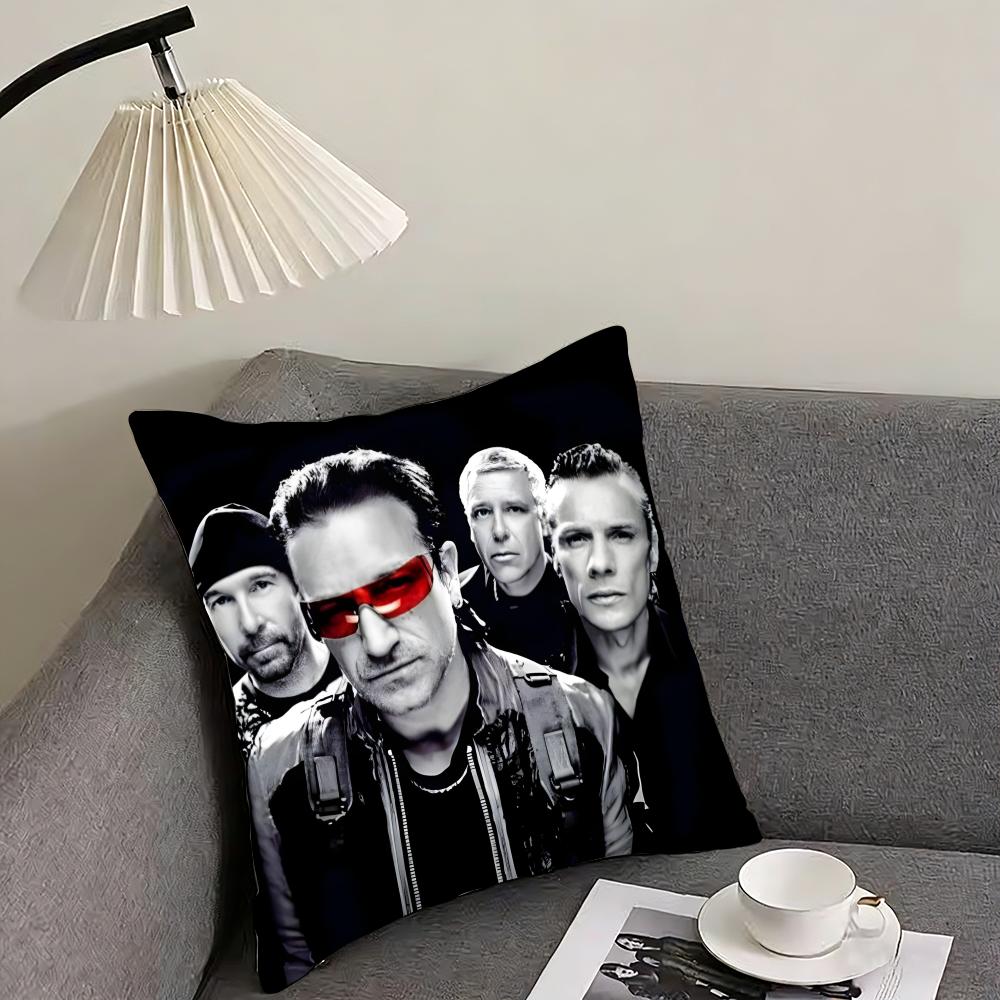 U-U2 Rockk Band Cushion Cover Pillowcase Ultra Soft Skin Friendly Fabric Cloud Like Comfort & Concealed Zipper