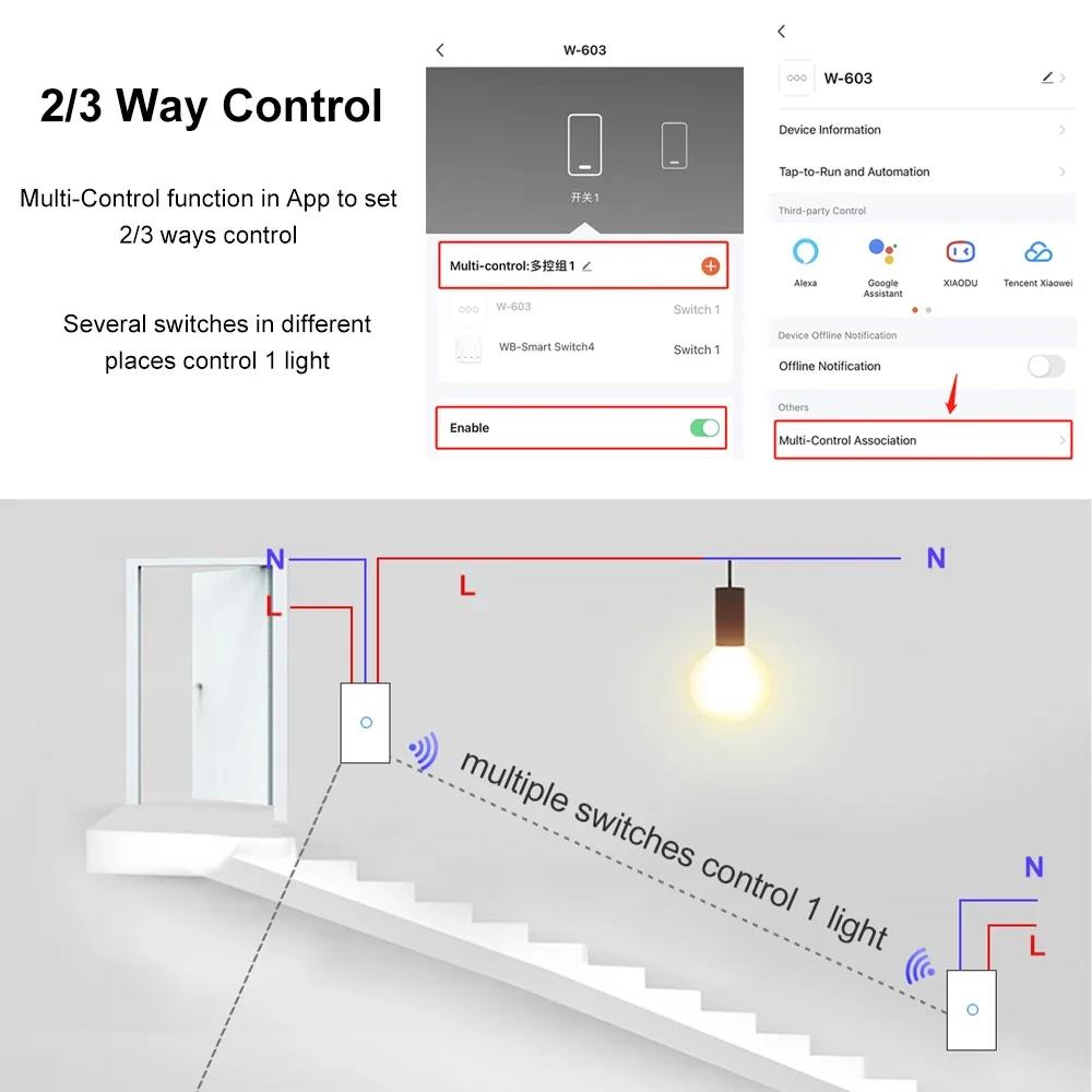 2 Way Smart RF433 Remote Control Wall Light Touch Switch Light Glass WiFi Tuya Smart Life US USA White Black Gold Alexa ON OFF