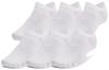 Under Armour Essential No Show Socks Unisex 6 Pack White 1382611-100