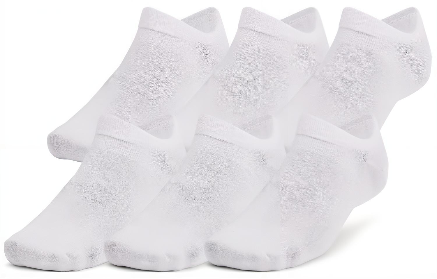 Under Armour Essential No Show Socks Unisex 6 Pack White 1382611-100 M