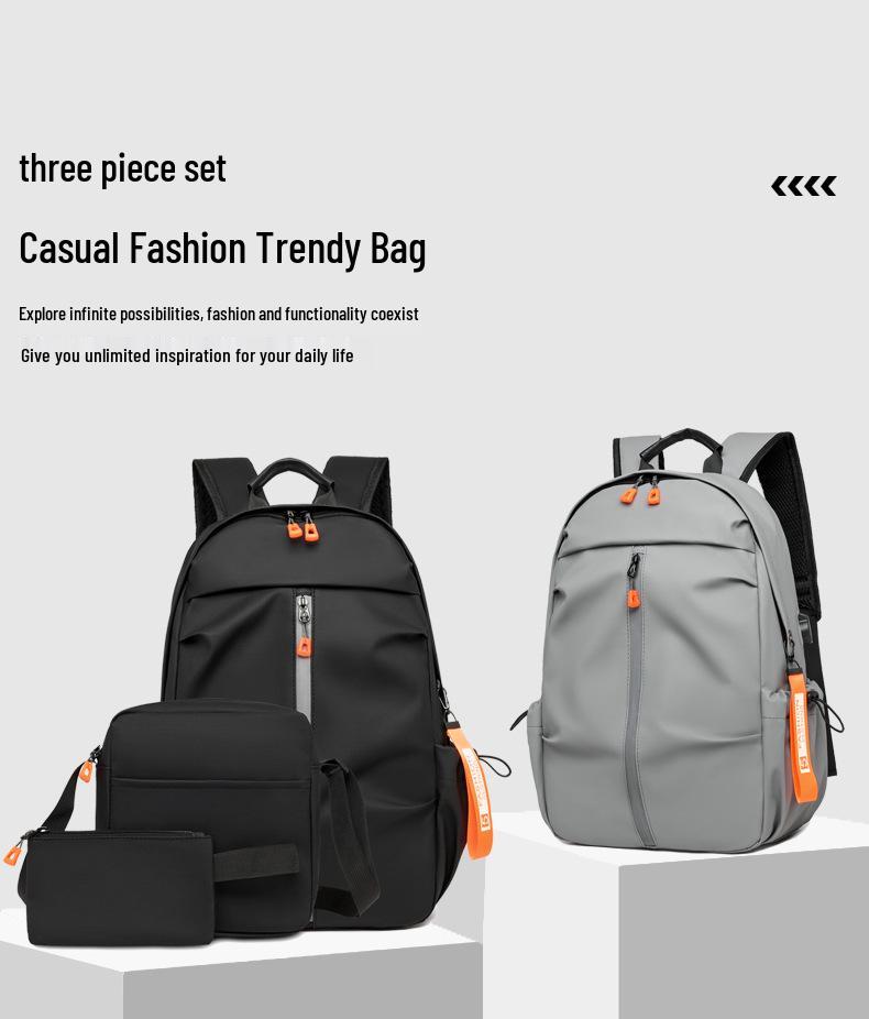 Men's Fashion Business Travel Backpack Set: 3-Piece Multifunctional Bag for Cross-Border Use