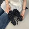 French Retro Ribbon Woven Hollow Open-toed Sandals Women's Summer 2025 New Versatile Flat-soled Roman Sandals