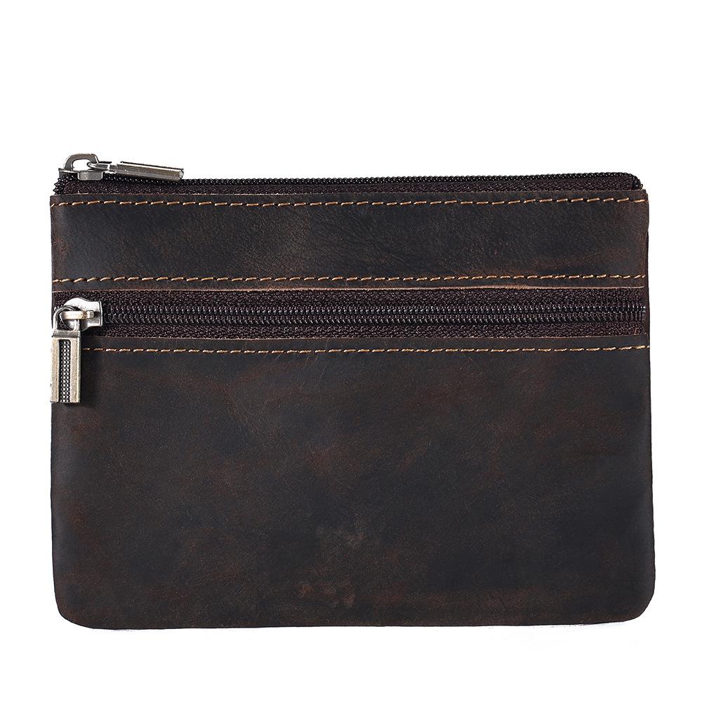 Genuine Leather Coin Purse: Compact Card Holder & Cash Pouch - Crazy Horse Leather Wallet