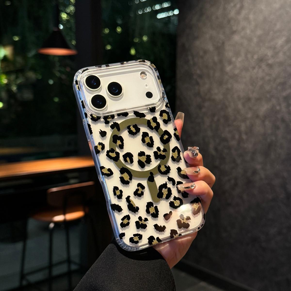 

Розкішний Чорно-білий Леопардовий Магнітний Чохол для iPhone 17 Air 16 E 15 14 13 12 11 Pro Max Plus Для Magsafe Бездротової Зарядки Обкладинка For iPhone 15