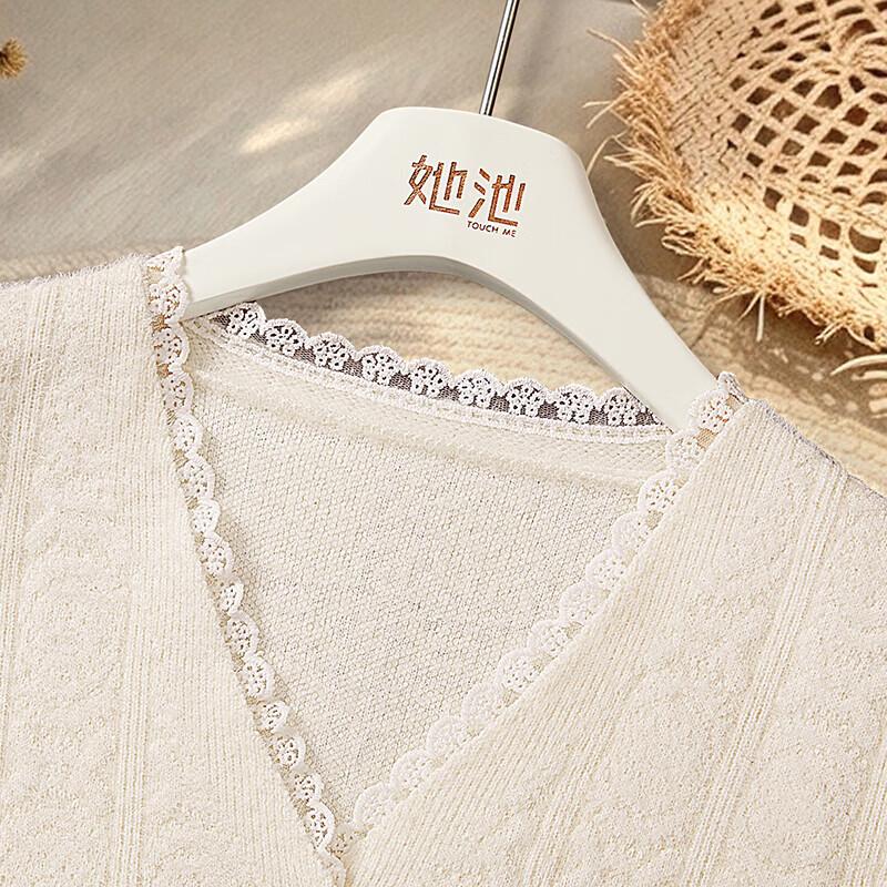 Women's V-Neck Lace-Trimmed Knitted Cardigan