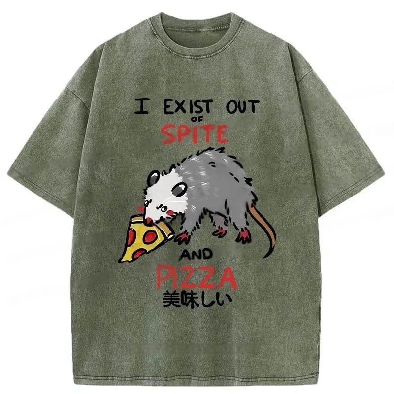 

Oversized Cotton Tops Fashion Funny Delicious Pizza Japan Washed T-Shirt Harajuku Short Sleeve Y2K Unisex Man Clothings S