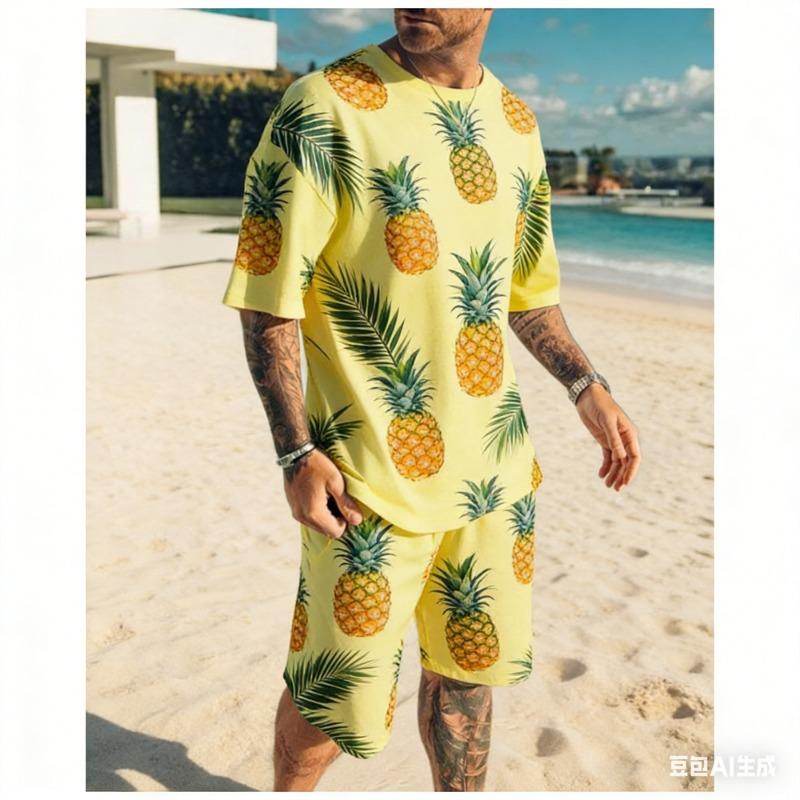 2026 Summer Men's Black White Flower Comfortable Breathable