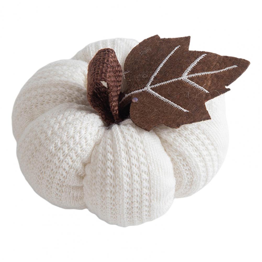 

Knitted Pumpkin Decor Fall Farmhouse Display Set of 3 Mini Knit Pumpkins for Thanksgiving Table Decor Realistic Faux Fall белый