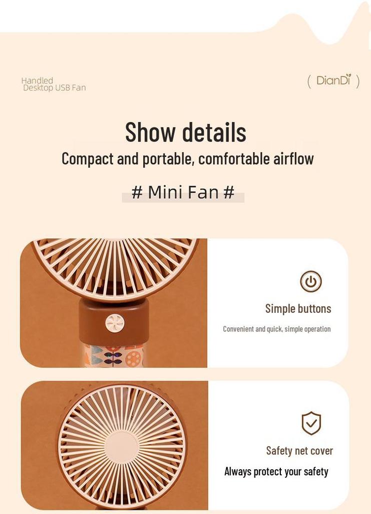 Portable USB Rechargeable Silent Phone Holder Fan