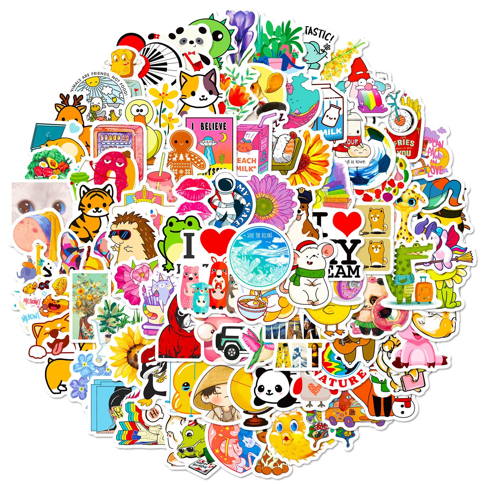

100 Small Size 4Cm Globe Mix And Match Stickers Ebay Cute Cartoon Small Fresh Head
