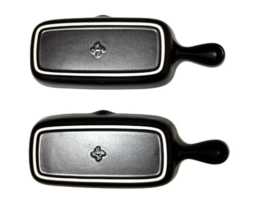 Banko Ware Square Grill Plate, Half, Set of 2, Heat-Resistant Grill Pan with Handle, Fish Grill, No-Fry Cooking, Made in Japan, Heat-Resistant Ceramic