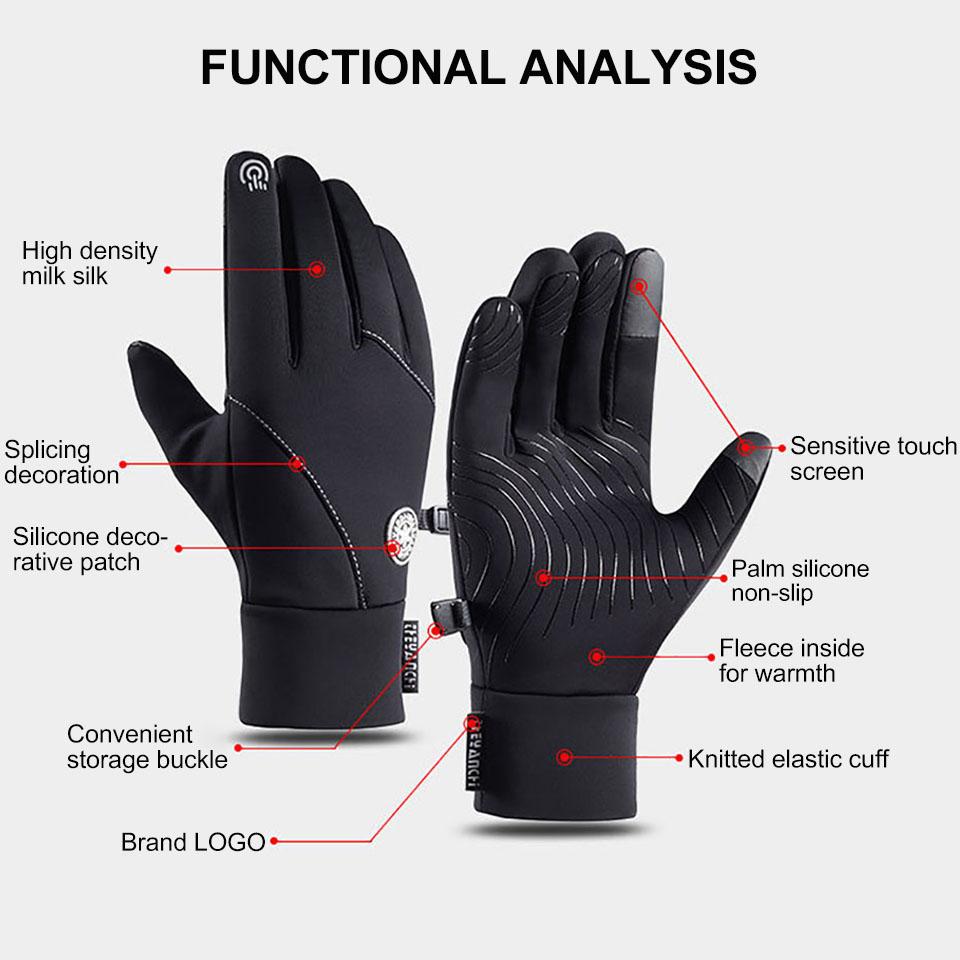 Winter Cycling Gloves Touchscreen Anti Slip Warm Padded for Outdoor Running Fitness Athletic Abrasion Resistant
