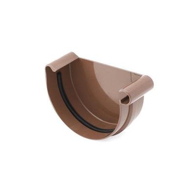 Brown Straight Gutter End Cap System 100