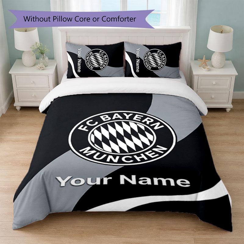 Set Biancheria da Letto Personalizzato Bayern Monaco con Nome Testo 1 Copripiumino+2 Federe Logo Calcio Regalo Personalizzato per Occasioni Speciali Decorazione Camera da Letto