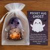 1/2/4/5Pcs Pocket Hug Ghost with Positive Card Emotional Support Ghost Token Mini Halloween Cartoon Ghost Statue Inspirational Gift