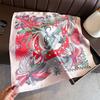 Oriental Aesthetic Simulation Silk Printing Silk Scarf Square Scarf High-end Shawl Sunscreen Neck Small Square Scarf Headscarf Female