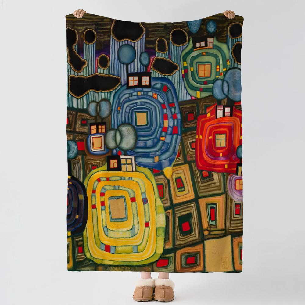 Κουβέρτα Friedensreich Hundertwasser Μαλακή Ζεστή Φανελένια Πολλαπλών Χρήσεων για Κρεβάτι Καναπέ Γραφείο Κλιματισμό Κουβέρτα για Ύπνο