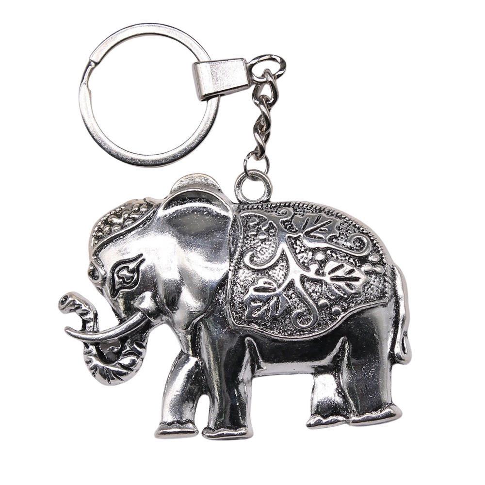 Pendentifs Porte-clés Éléphant Amoureux des Animaux Bijoux en Métal Artisanat Anneau 30mm