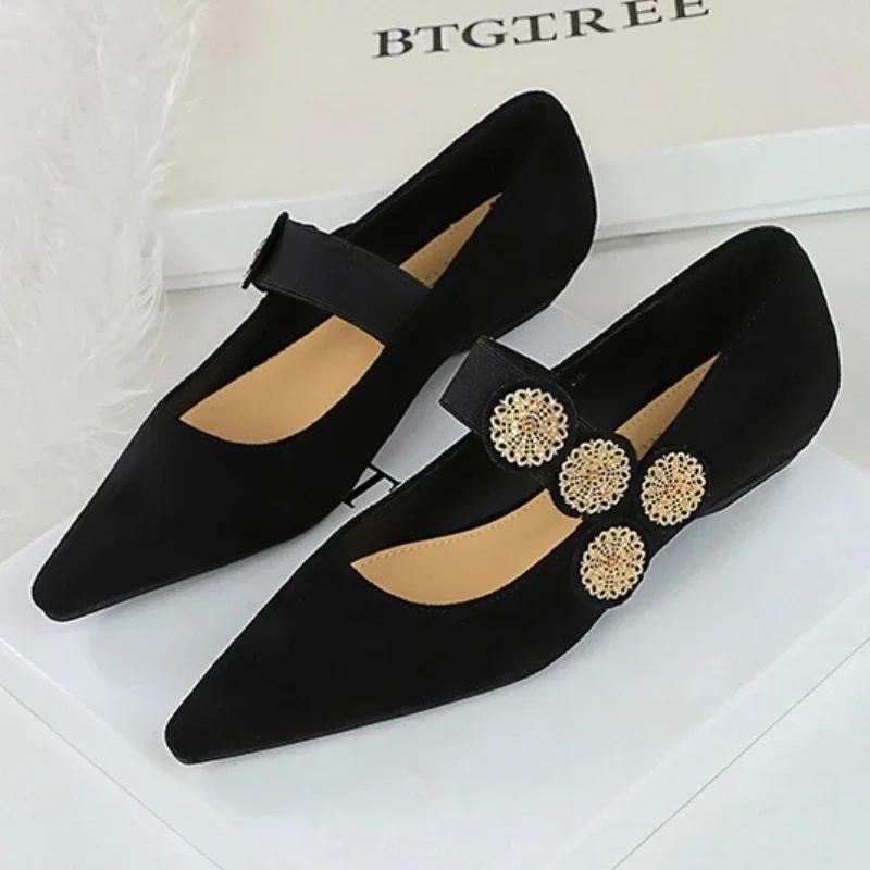 Luxury Rome Shoes Women Elegant Shallow Pumps Pointed Toe Retro Shoes Designer Dress Walking Mixed Color Velvet Mujer