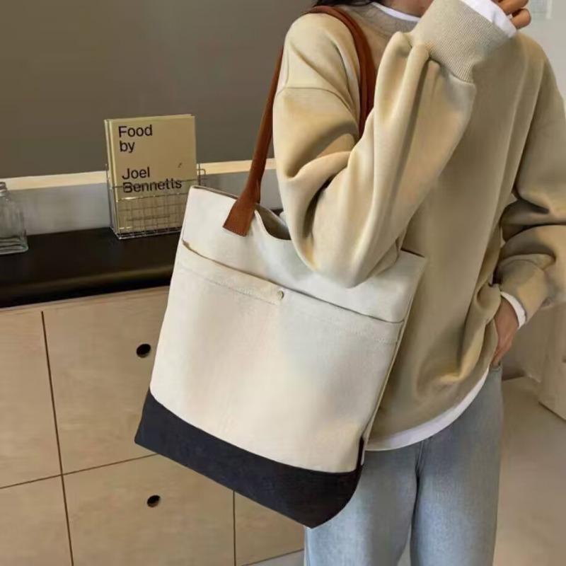 Casual Tote Bag, Simple and Fashionable Commuter Canvas Bag, Korean College Students Class Tote Bag