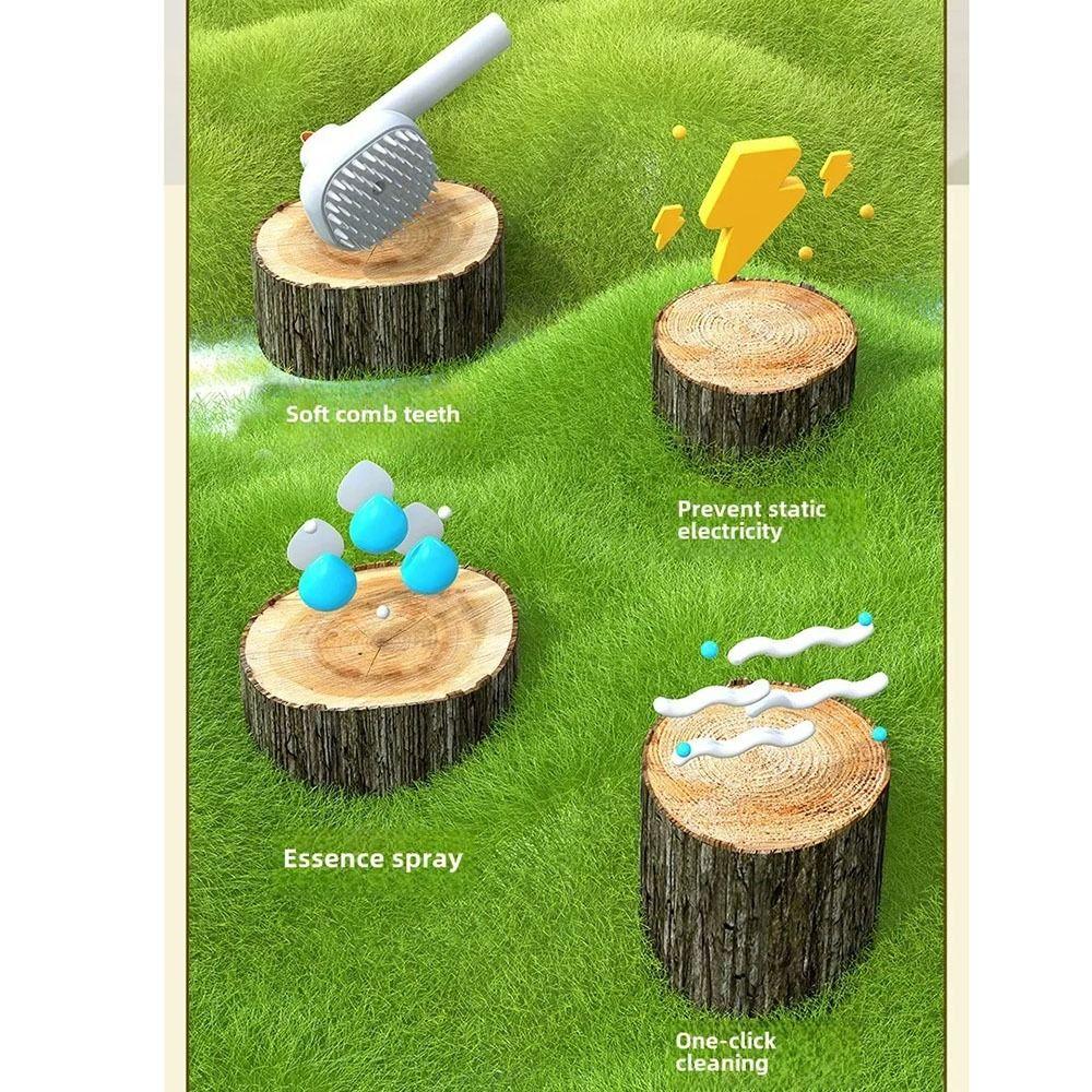Anti-Floating Hair Pet Spray Hair Massage Brush Soft Teeth Cat Steamy Shedding Brush  Spa Treatment