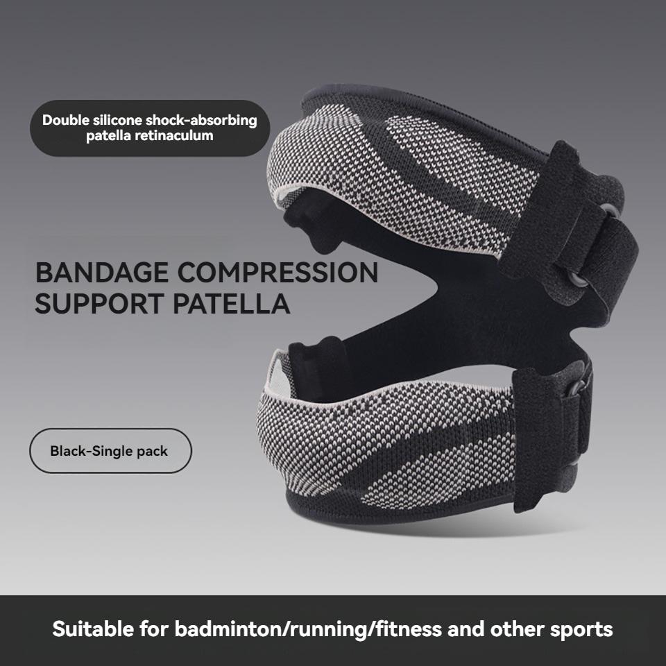 

Gobygo 1Pcs Sports Patellar Band Knitted Comfort Knee Protection Silicone Rubber Shock Absorption Compression Straps Outdoor