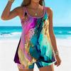Women's Swimwear Tankini 2 Piece Swimsuit Colorful Flow  Pattern Vacation Bathing Suits