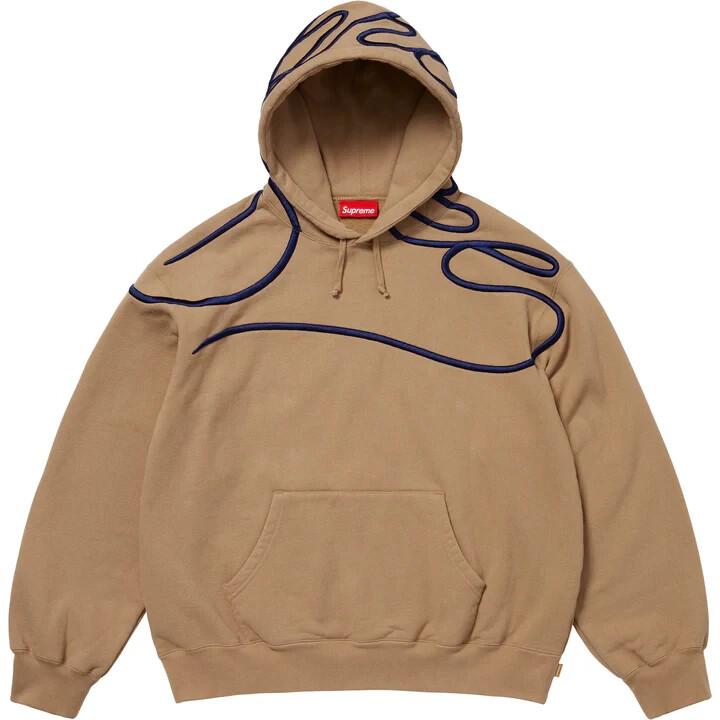 Supreme Shoulder Script Hooded Sweatshirt Light Tan L