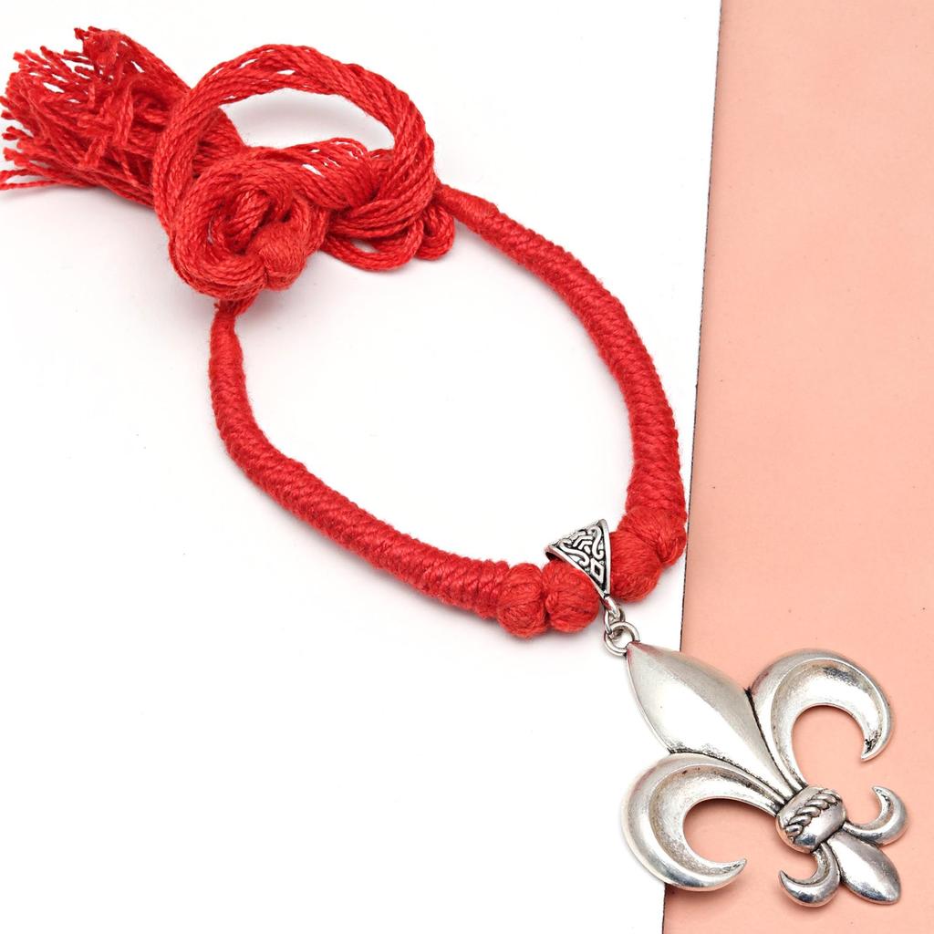 Trisul Dzień Matki Srebrny Sznurek Makrama Srebrna Biżuteria Naszyjnik 20 cali