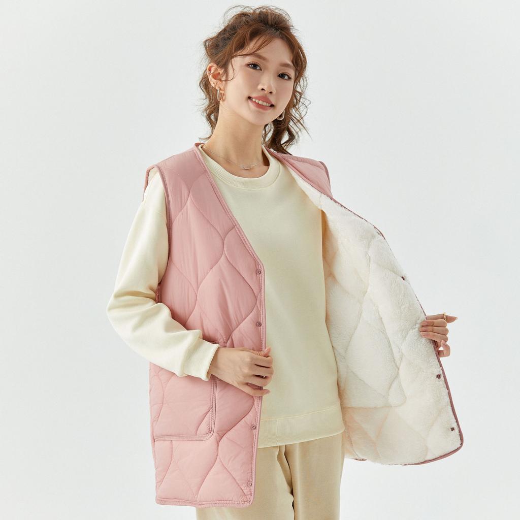 Autumn and Winter Women's Down Cotton Vest Thickened and Increased Warmth In The Long Section Slim Mao Vest Fashionable and Warm