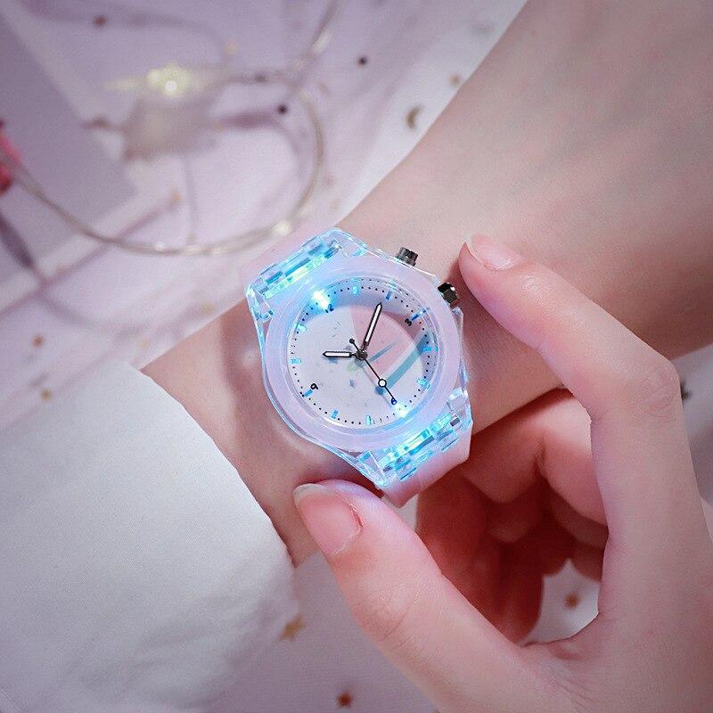 Watch Women Fashion Silicone Candy Color Luminescent Student Watches Girls Quartz Clock Cute Little Fresh Wristwatch
